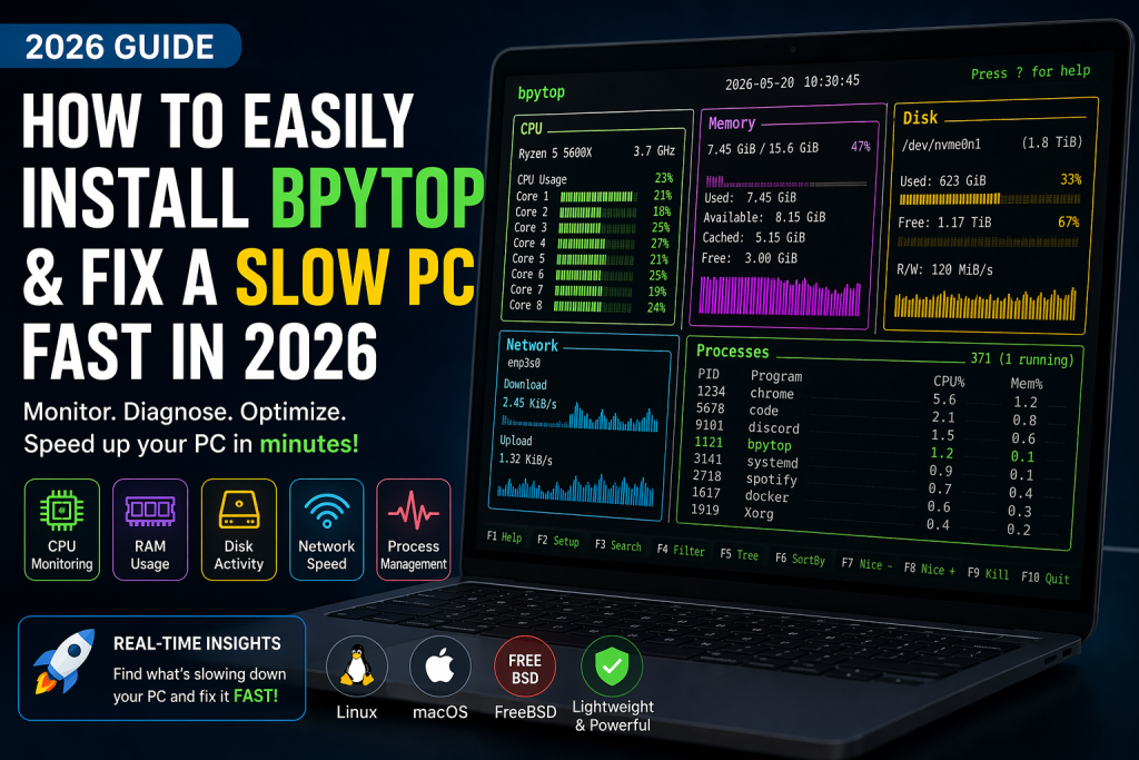How to Easily Install Bpytop & Fix a Slow PC Fast in 2026