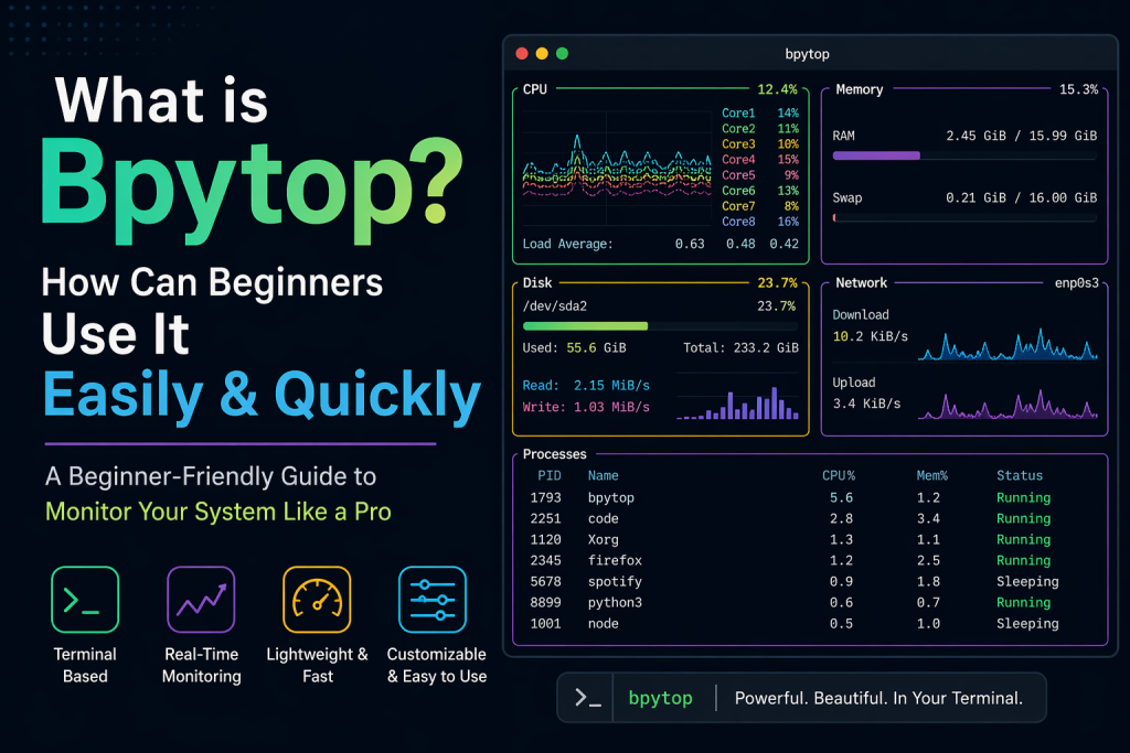 What is Bpytop & How Can Beginners Use It Easily and Quickly